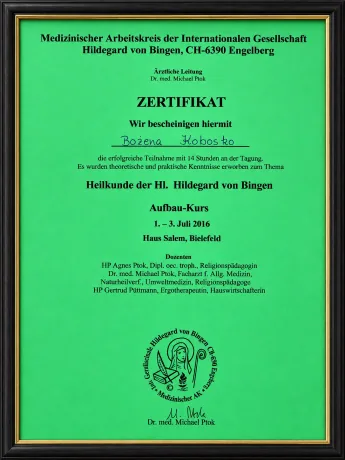 Certyfikat Heilkunde der Hl. Hildegard von Bingen, Aufbau-Kurs, Haus Salem, Bielefeld, 2016